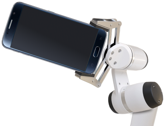 robotic arm holding smartphone